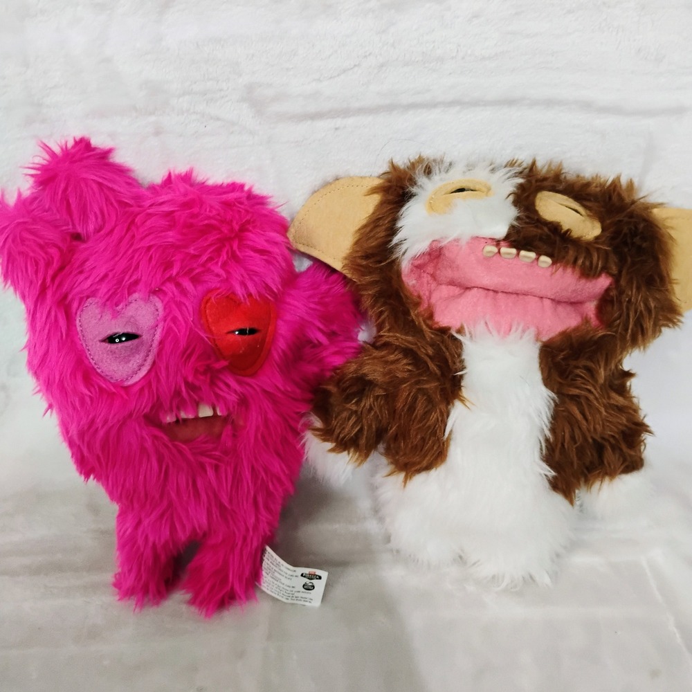 Fuggler Funny Ugly Monster Plush Lot Pink Heart Eye & Gizmo Gremlins Zuru Toy